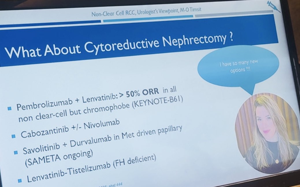Karima Oualla, MD,MSc (@karima_oualla) on Twitter photo Excellent talk on the viewpoint of urologist in management of non clear cell kidney cancer by <a href="/UrologieParis/">Marc-Olivier Timsit, MD, PhD 🎗️</a>
I hope I didn’t disappoint you about possible options to offer patients in addition to nephrectomy 🤔
<a href="/shilpaonc/">Shilpa Gupta</a> <a href="/PGrivasMDPhD/">Petros Grivas</a> Excellent talk on the viewpoint of urologist in management of non clear cell kidney cancer by <a href="/UrologieParis/">Marc-Olivier Timsit, MD, PhD 🎗️</a>
I hope I didn’t disappoint you about possible options to offer patients in addition to nephrectomy 🤔
<a href="/shilpaonc/">Shilpa Gupta</a> <a href="/PGrivasMDPhD/">Petros Grivas</a>