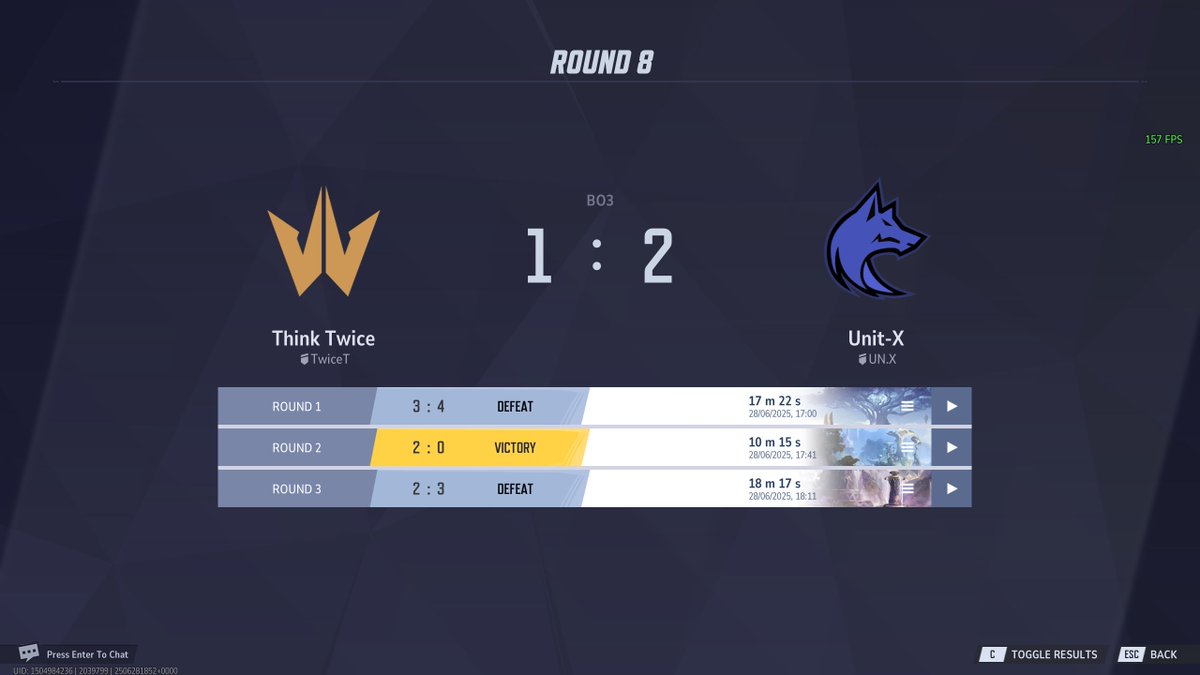 2-1 against the incredible Think Twice! We dropped our first map of MRC on our worst map, but it was an amazing match nonetheless. Next up: Ex Oblivione for the top 8 spot !