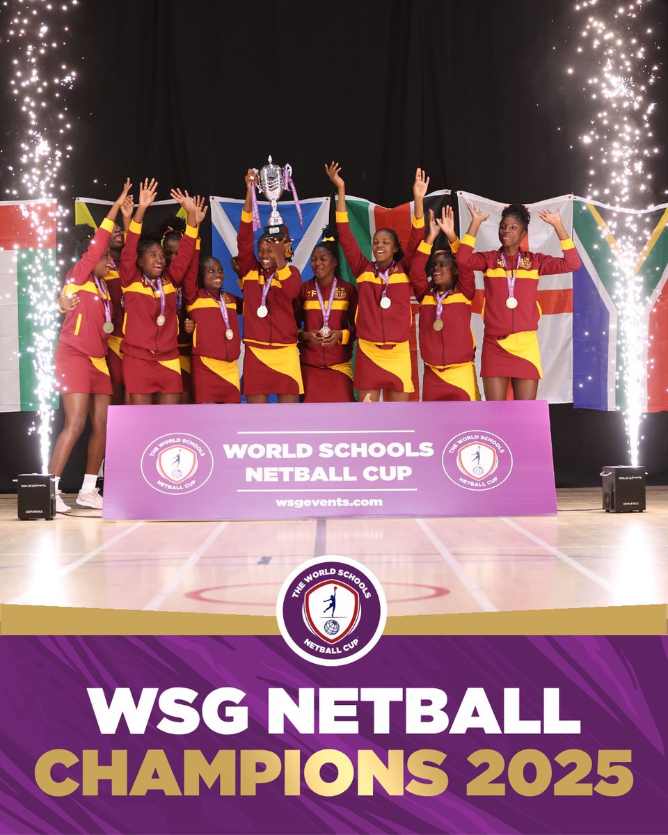 World School Games Event Series (@wsgevents) on Twitter photo Congratulations to your U19 World Schools Netball Cup 2025 Champions - <a href="/HolmwoodHigh/">Holmwood Technical</a> ๐ฏ๐ฒ
๐ You have represented yourselves, your school & your country on the world stage with class. A truly incredible achievement which all players & coaches should be very proud of.
#WSGNetball Congratulations to your U19 World Schools Netball Cup 2025 Champions - <a href="/HolmwoodHigh/">Holmwood Technical</a> ๐ฏ๐ฒ
๐ You have represented yourselves, your school & your country on the world stage with class. A truly incredible achievement which all players & coaches should be very proud of.
#WSGNetball