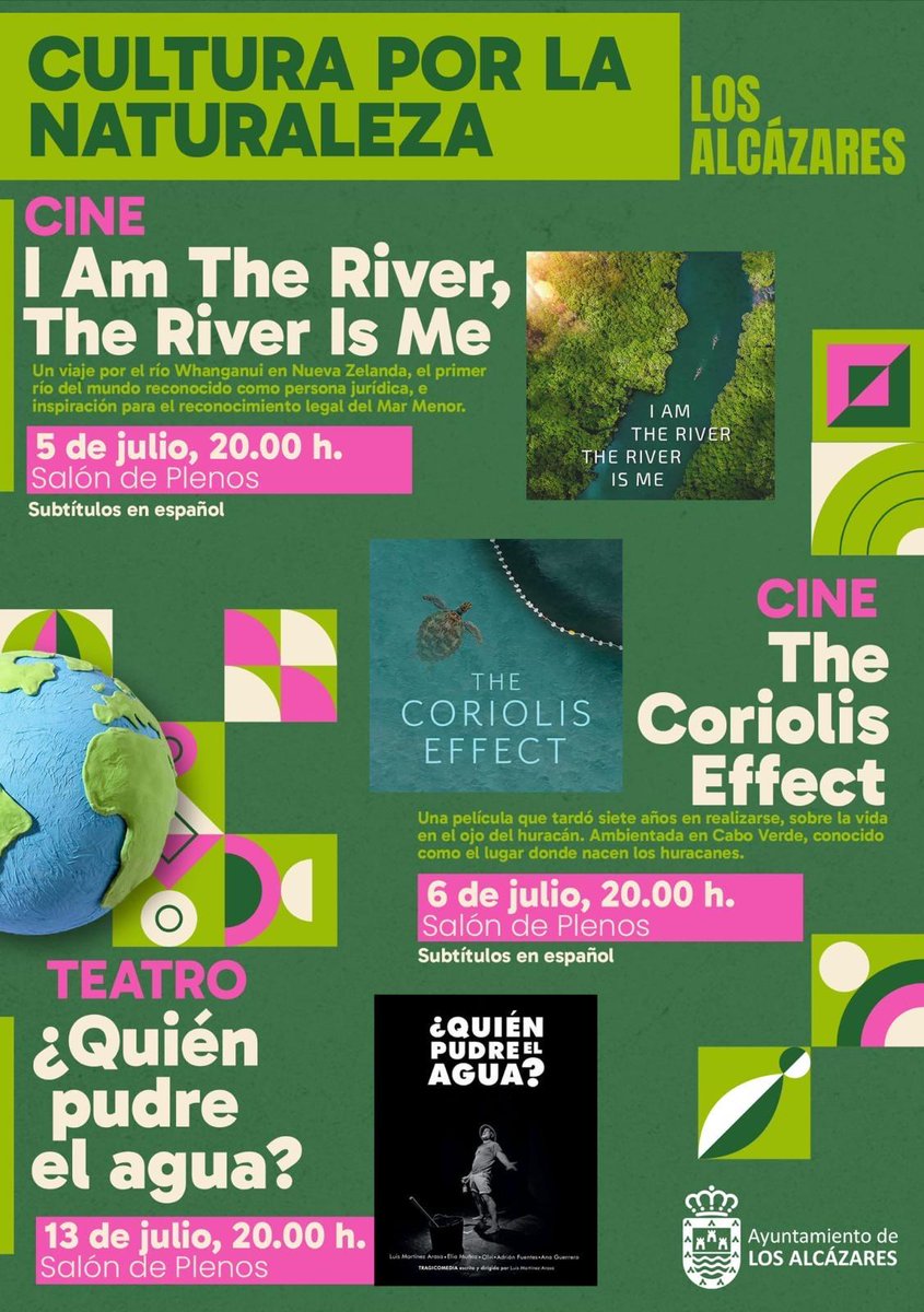 Ciclo de cine: Cultura por la naturaleza. 
La primera de estas películas “Yo soy el río y el río soy yo”trata del primer ecosistema que obtuvo derechos.