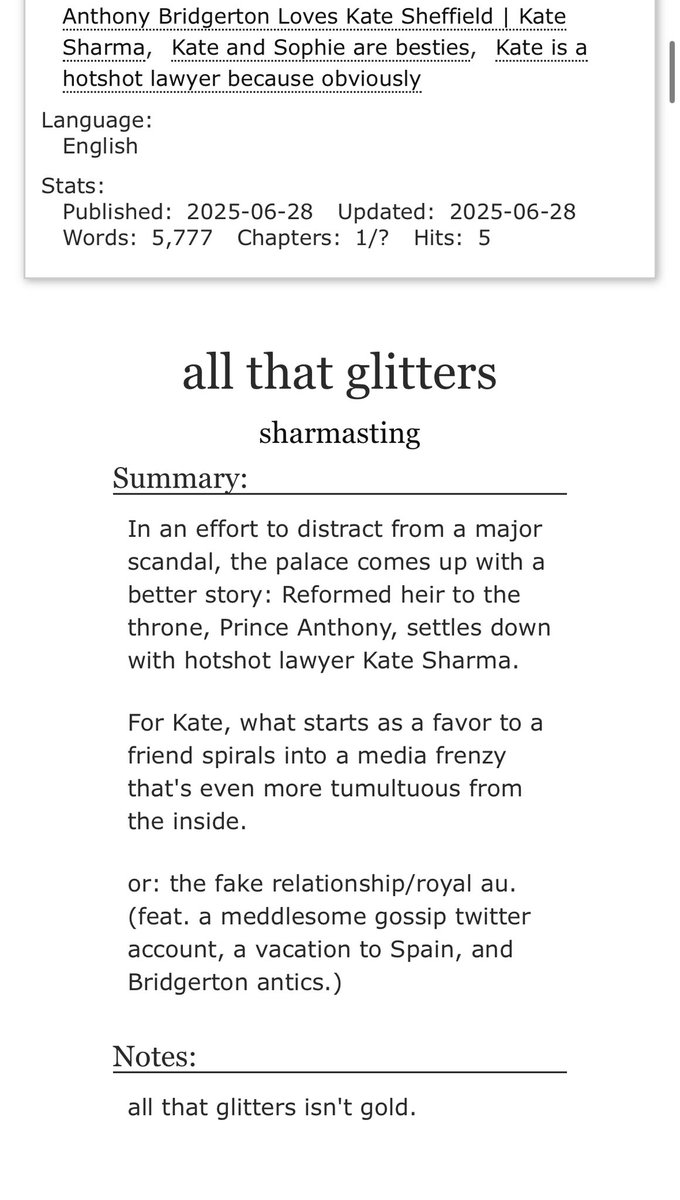sharmasting's tweet image. “all that glitters” 

In an effort to distract from a major scandal, the palace comes up with a better story: Reformed heir to the throne, Prince Anthony, settles down with hotshot lawyer Kate Sharma.