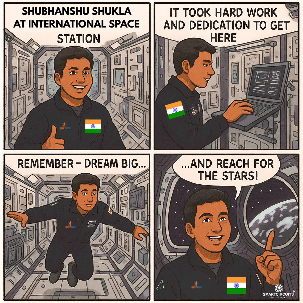🚀 Shubhanshu Shukla at the International Space Station! 🇮🇳
Hard work, dedication &amp; big dreams made it possible. 🌌
Remember: Dream Big… and Reach for the Stars! 🌠

#ShubhanshuShukla #SpaceInspiration #ISRO #STEM #Smartcircuits #IndianAstronaut #ISS