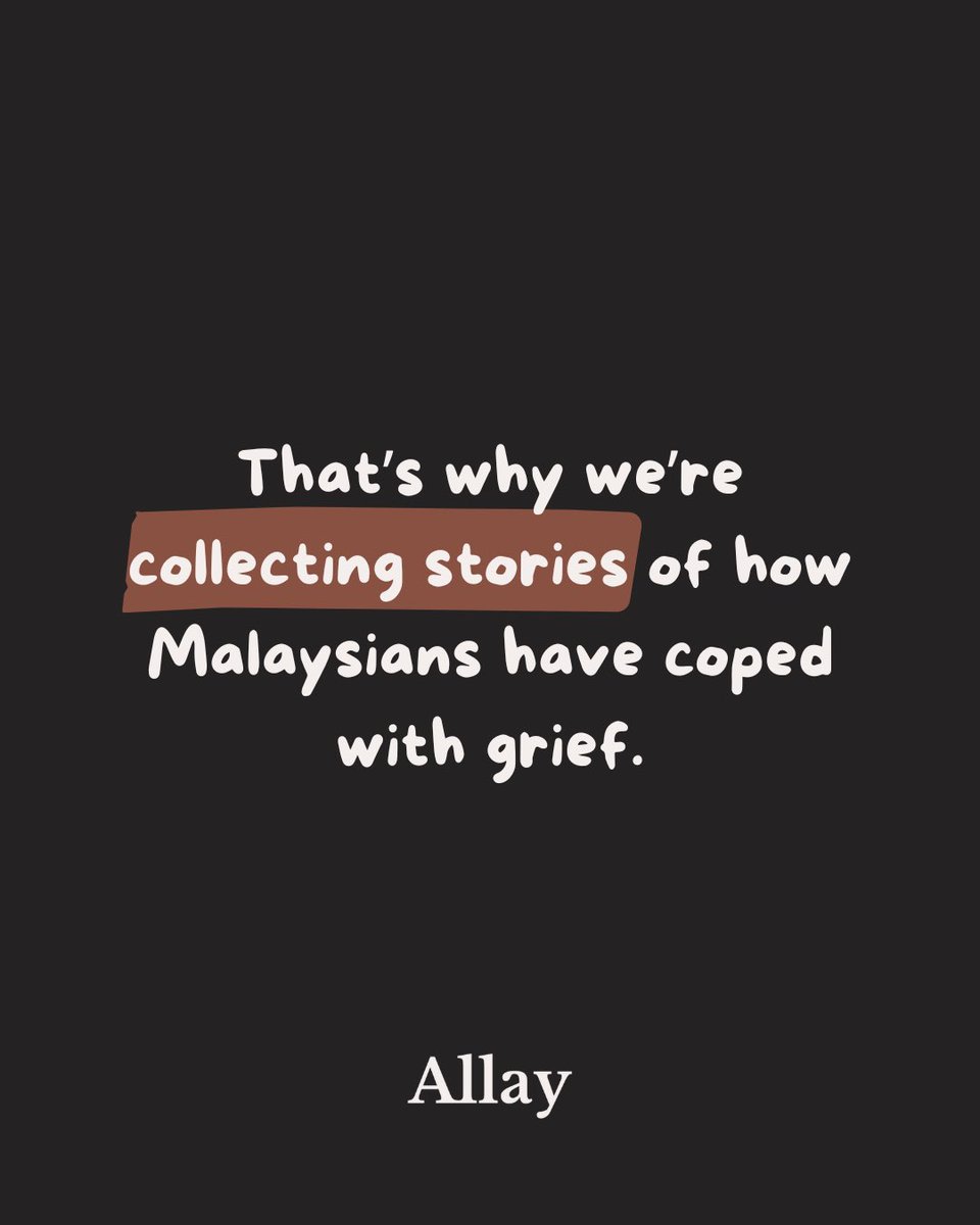 allay_app's tweet photo. ❤️‍🩹 Have you lost someone you loved? (1/2)

We’re collecting real stories of how Malaysians have navigated grief.

Some of these stories will be included in Buku Grief, our free booklet distributed at hospitals, hospices and funeral parlours to help others feel less alone. https://t.co/JhIoJb0fDc
