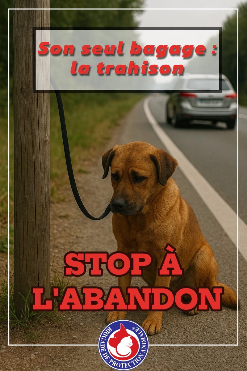 Brigade_BPA's tweet photo. 🚫 STOP À L’ABANDON ! 🚫

📅 Aujourd’hui, Journée mondiale de lutte contre l’abandon des animaux de compagnie, nous le répétons haut et fort :
Plus de 100.000 animaux abandonnés chaque année en France, dont plus de la moitié pendant l’été.
Un animal abandonné, c’est un traumatisme profond, une souffrance terrible. Un animal ne s'en remet jamais entièrement !

⚖️👮‍♂️ Rappel : l’abandon volontaire est un délit puni jusqu'à 3 ans de prison et de 45 000 € d’amende (peines pouvant aller à 4 ans de prison et 60.000 € si l'animal est exposé à une risque de mort imminent).

Et pourtant, ce fléau continue, et ce ne sont pas que les refuges qui saturent, mais TOUTES les associations qui tiennent à bout de bras les laissés-pour-compte de l’irresponsabilité.

👉 Adopter, c’est s’engager pour 15 à 20 ans. Identifier, stériliser, anticiper les vacances, c’est la base.

⚡️ Mais cela ne suffit plus.
Pour vraiment faire reculer l’abandon, il faut des mesures fortes : 
✅ La mise en place d’un permis de détention pour tous les animaux de compagnie, pour responsabiliser chaque adoptant dès le départ

✅ La création de refuges supplémentaires financés par l’État, pour soulager les structures associatives qui étouffent et manquent de moyen

✅ Des contrôles et des sanctions réellement appliqués

📣 Partagez ce message, interpellez vos élus, soutenez les associations.

💙 Merci d’être leur voix

**************

Vous souhaitez nous aider, devenir famille d’accueil ou enquêteur BPA, parrainer un de nos protégés, commander nos goodies, …, c’est par ici 👉 https://t.co/X6AmZdIo2C

#StopAbandon #BPA #ProtectionAnimale #JourneeMondialeContreLabandon #jesuisbpa #MaltraitanceAnimale