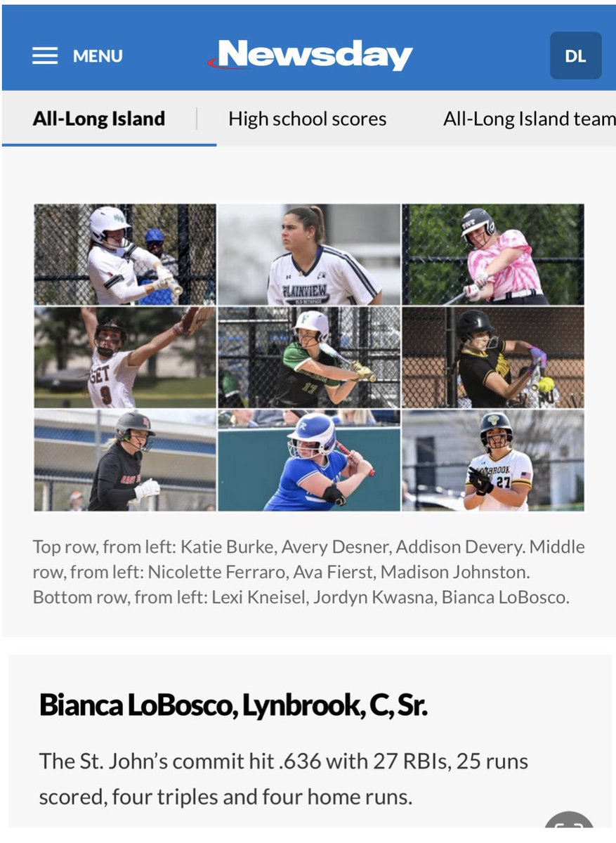 Bianca “B” Lobosco (@bianca_2025) on Twitter photo Thats a wrap🎬 ! Huge honor All-State & thank you to <a href="/nysswa/">NYSSWA</a> for the selection & <a href="/NYSPHSAA/">NYSPHSAA</a> for recognizing me in the NYS record books with 28 career home runs - 13th All-Time. Special thanks to @newsdayhssports <a href="/Gregg_Sarra/">Gregg Sarra</a> <a href="/chrxs_matias/">Christopher Matias</a> for All Long Island 2nd team and Thats a wrap🎬 ! Huge honor All-State & thank you to <a href="/nysswa/">NYSSWA</a> for the selection & <a href="/NYSPHSAA/">NYSPHSAA</a> for recognizing me in the NYS record books with 28 career home runs - 13th All-Time. Special thanks to @newsdayhssports <a href="/Gregg_Sarra/">Gregg Sarra</a> <a href="/chrxs_matias/">Christopher Matias</a> for All Long Island 2nd team and