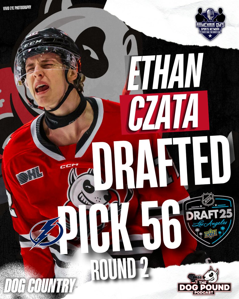 Niagara #IceDogs second-year, two-way forward Ethan Czata has been selected 56th overall by the Tampa Bay Lightning in the 2025 #NHLDraft.

The fifth pick in the 2023 #OHL Priority Selection skyrocketed in his sophomore season with 21 goals &amp; 55 points in 68 games. #DogCountry