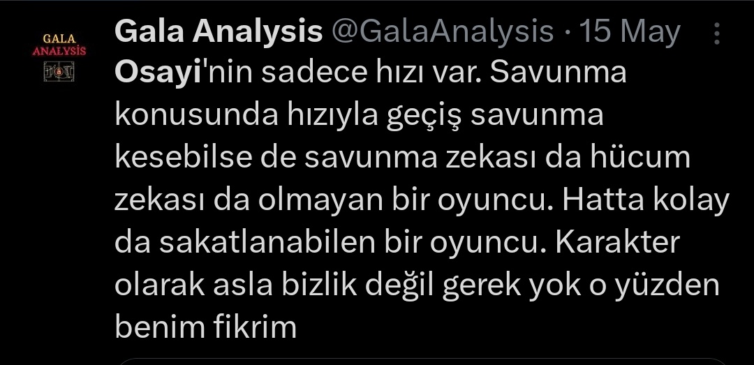 Osayi konusunda fikrimiz sabit.