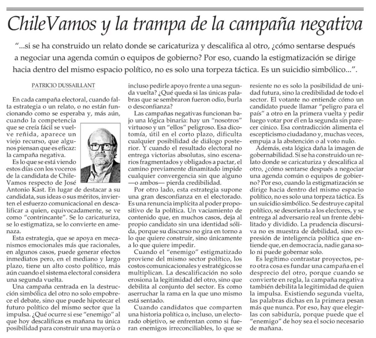 Que buena columna de Patricio Dussaillant.