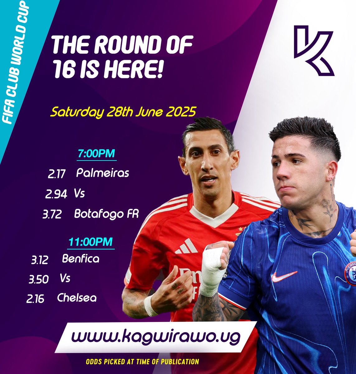 Kagwirawo's tweet image. The #FIFAClubWorldCup round of 16 is here!
Log onto kagwirawo.ug and place all your bets
#KagwirawoUpdates