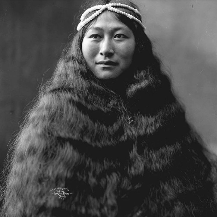 Portrait of Nowadluk, an Inuk woman from Alaska. Photographed in 1903.