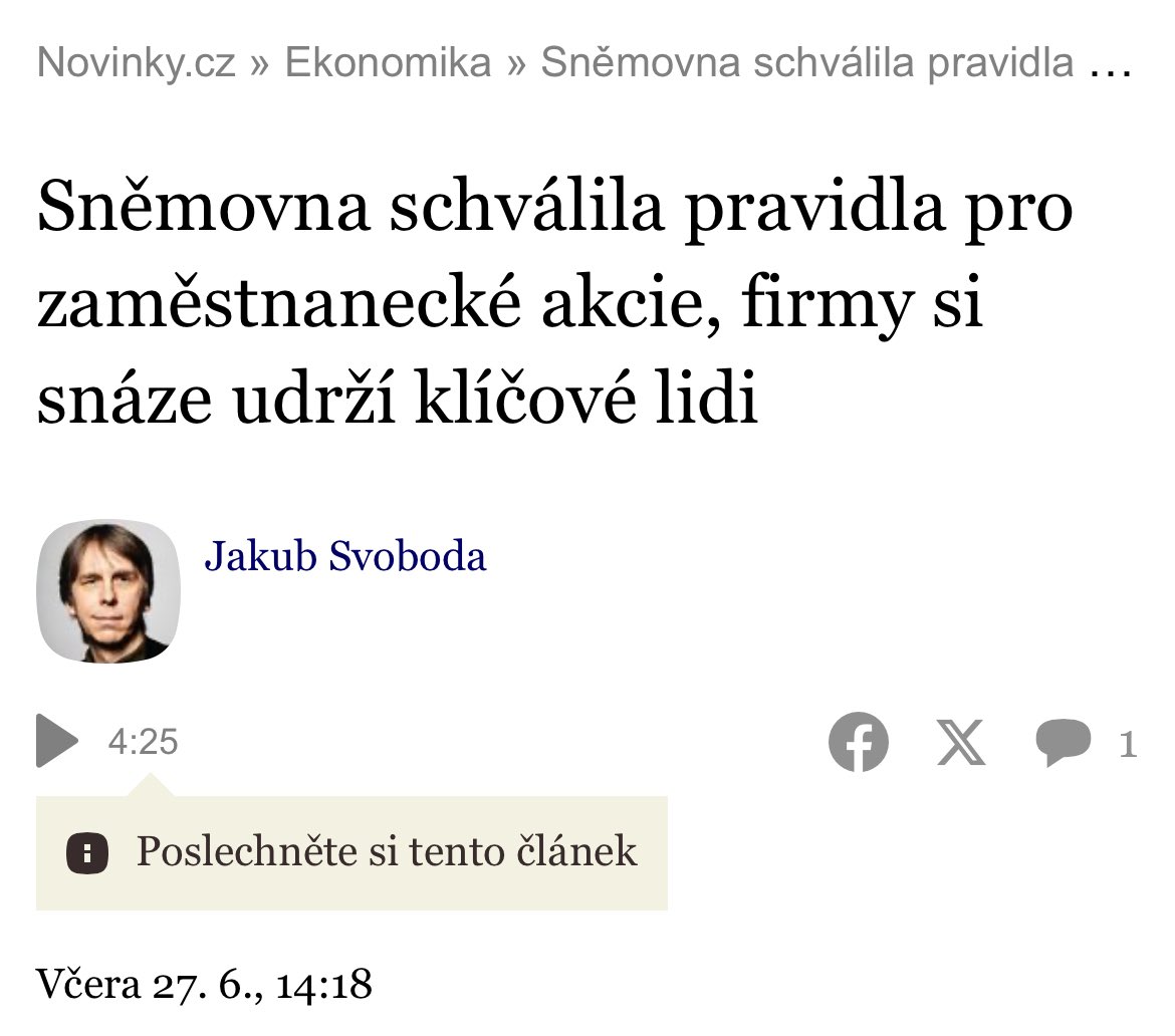 Radim Ivan 🇨🇿➕ (@radim_politik) on Twitter photo Sněmovna nakonec včera i přes drobné organizační peripetie schválila funkční zaměstnanecké akcie. A to i přes dlouhodobý a tuhý odpor ministerstva financí.
<a href="/CeskoPlus/">ČESKO.plus</a> má tedy v tomto volebním období splněno, usilovali jsme o dvě priority Bitcoin a Zaměstnanecké akcie a nakonec Sněmovna nakonec včera i přes drobné organizační peripetie schválila funkční zaměstnanecké akcie. A to i přes dlouhodobý a tuhý odpor ministerstva financí.
<a href="/CeskoPlus/">ČESKO.plus</a> má tedy v tomto volebním období splněno, usilovali jsme o dvě priority Bitcoin a Zaměstnanecké akcie a nakonec