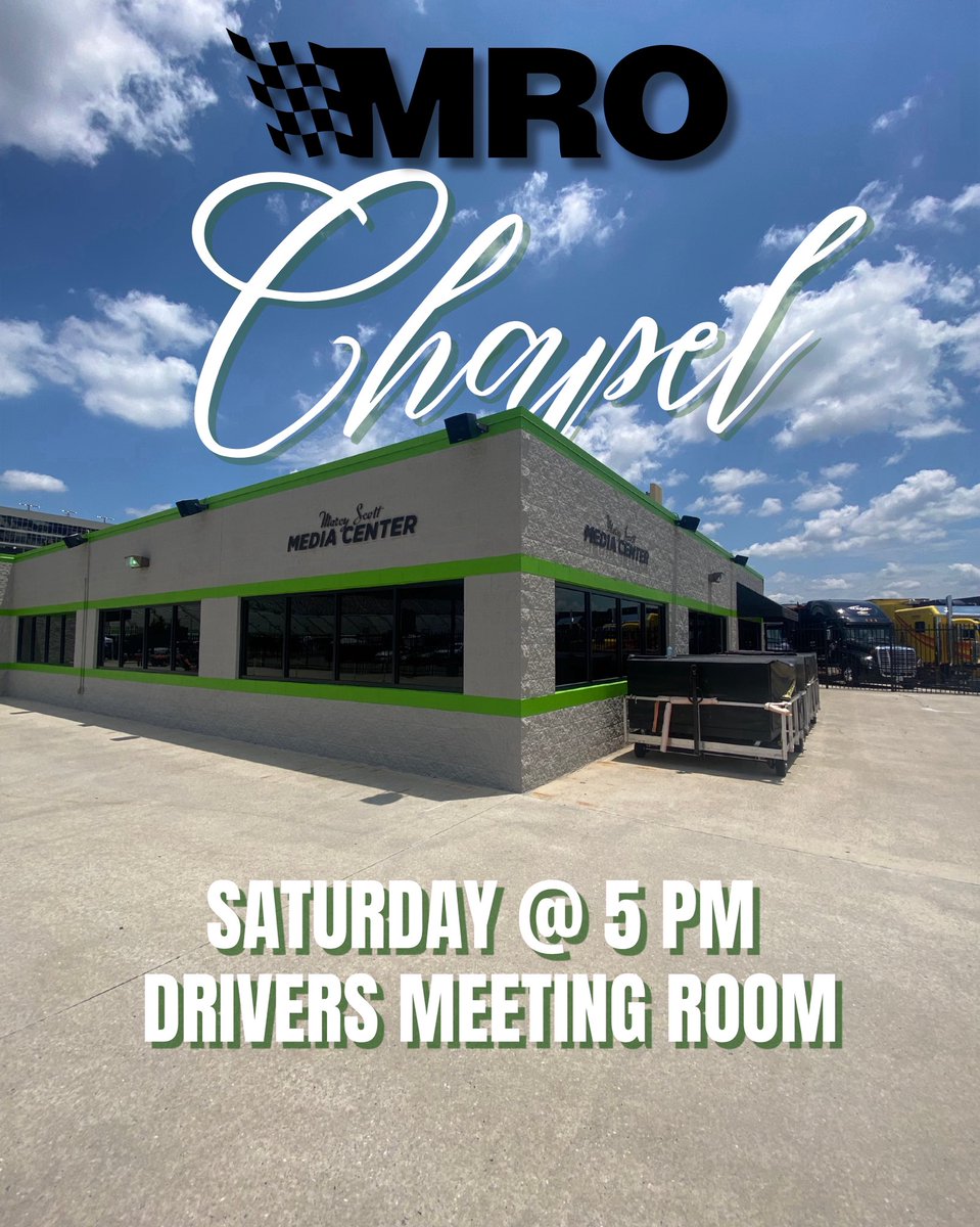 MRO (@followmro) on Twitter photo It’s race day <a href="/EchoParkSpdwy/">EchoPark Speedway</a> and we’re praying for you. Chapel is at 5 pm in the drivers meeting room at the media center building. Hope to see you there. It’s race day <a href="/EchoParkSpdwy/">EchoPark Speedway</a> and we’re praying for you. Chapel is at 5 pm in the drivers meeting room at the media center building. Hope to see you there.