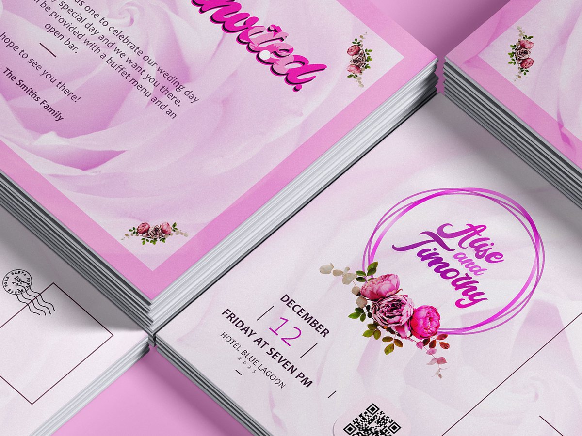 Clone_Designs's tweet photo. A sophisticated postcard-style wedding invitation featuring delicate floral illustrations and soft pastel tones. 

You can find the full Portfolio at: https://t.co/pRxHaldcKy

Let me know if you have any feedback. https://t.co/UHYXVqKIMQ