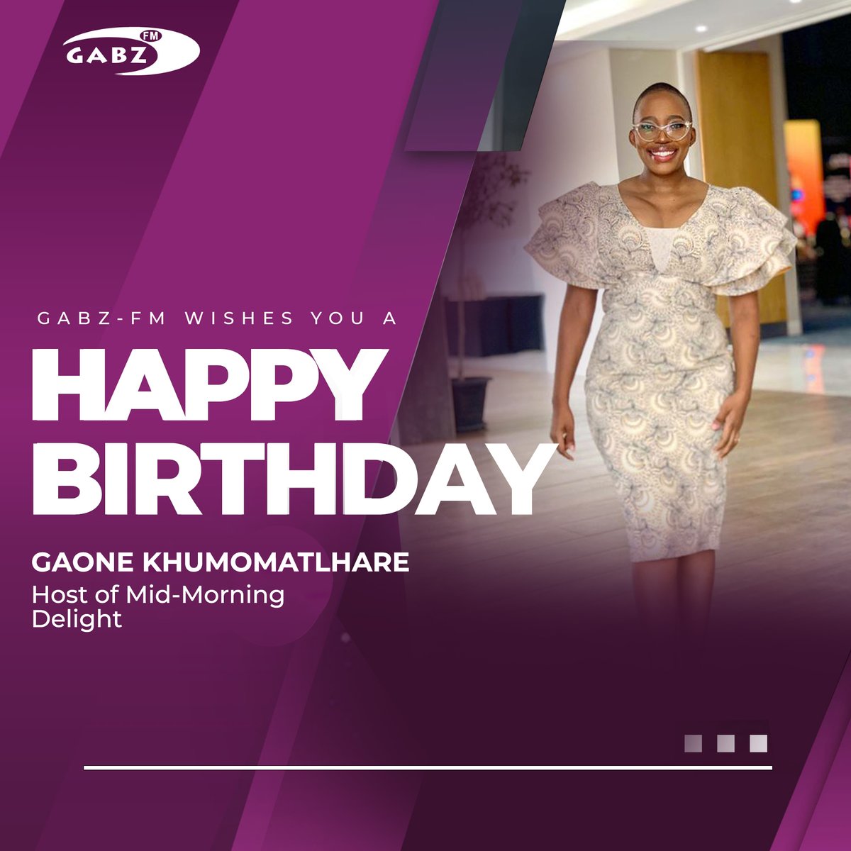 Happy Birthday, @Gaone Khumomatlhare! 🎂🎁

To the charismatic, ever-bubbly force of nature that is you, Gabz FM sends love and birthday wishes on this special day.

Cheers to you, Gaone !