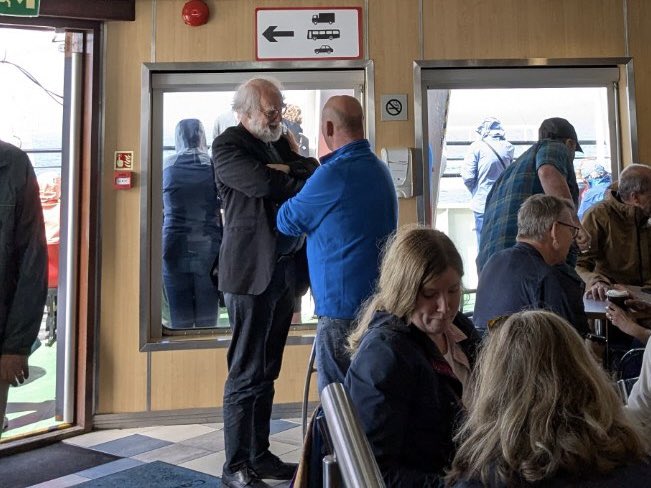 Was perfectly happy with my planned lectures on Celtic Christianity on Iona this week until I bump into him on the ferry going to the same place!