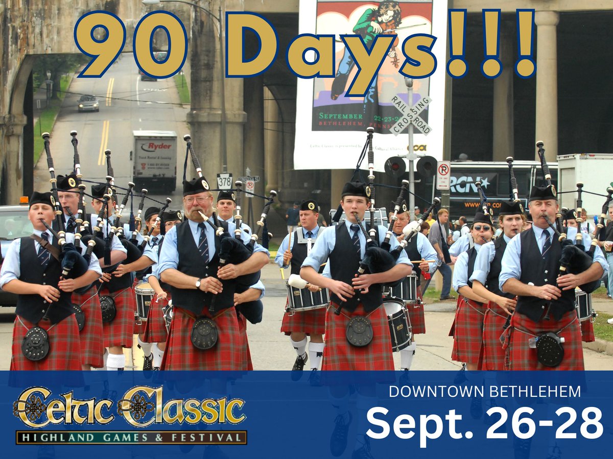 We are just 90 days away! ARE.YOU.READY?!  
bit.ly/CelticClassic #CelticClassic #highlandgames #celticmusic #pipebands