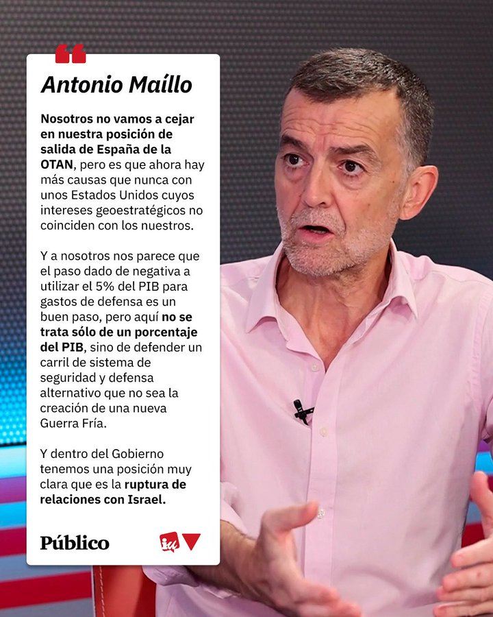 No está escrito que la izquierda alternativa tenga que existir siempre. 
Dependerá de cómo lo hagamos.
Nuestra propia experiencia o la de Portugal nos dice que la fragmentación lo que garantiza es la irrelevancia.
Lean esta entrevista a <a href="/MailloAntonio/">Antonio Maíllo 🇪🇭🔻</a> 
publico.es/politica/parti…