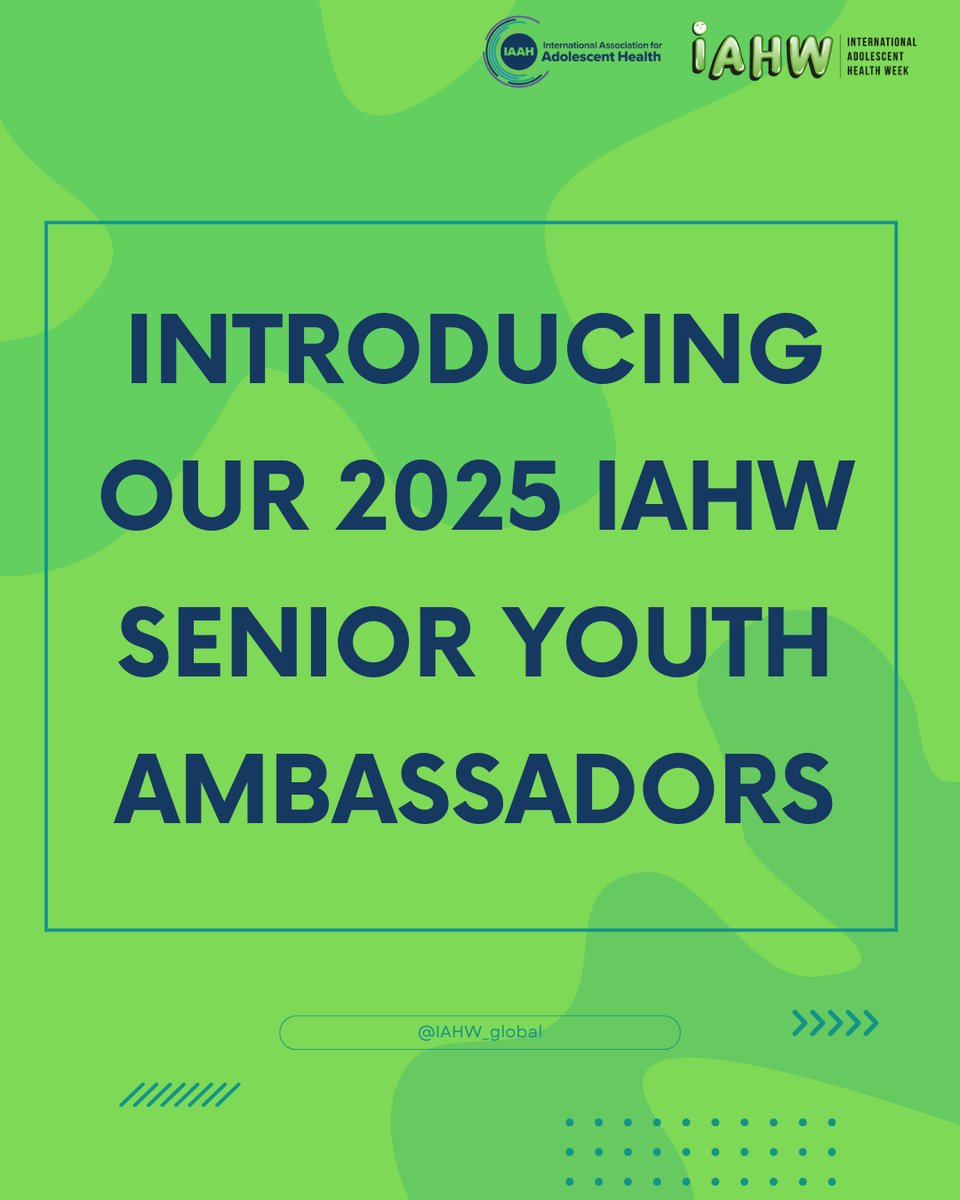 IAHW_IAAH's tweet image. Introducing our fantastic 2025 Senior Youth Ambassadors 
#iahw #iahw2025 #InternationAdolescentHealthWeek2025 #InternationalAdolescentHealthWeek
