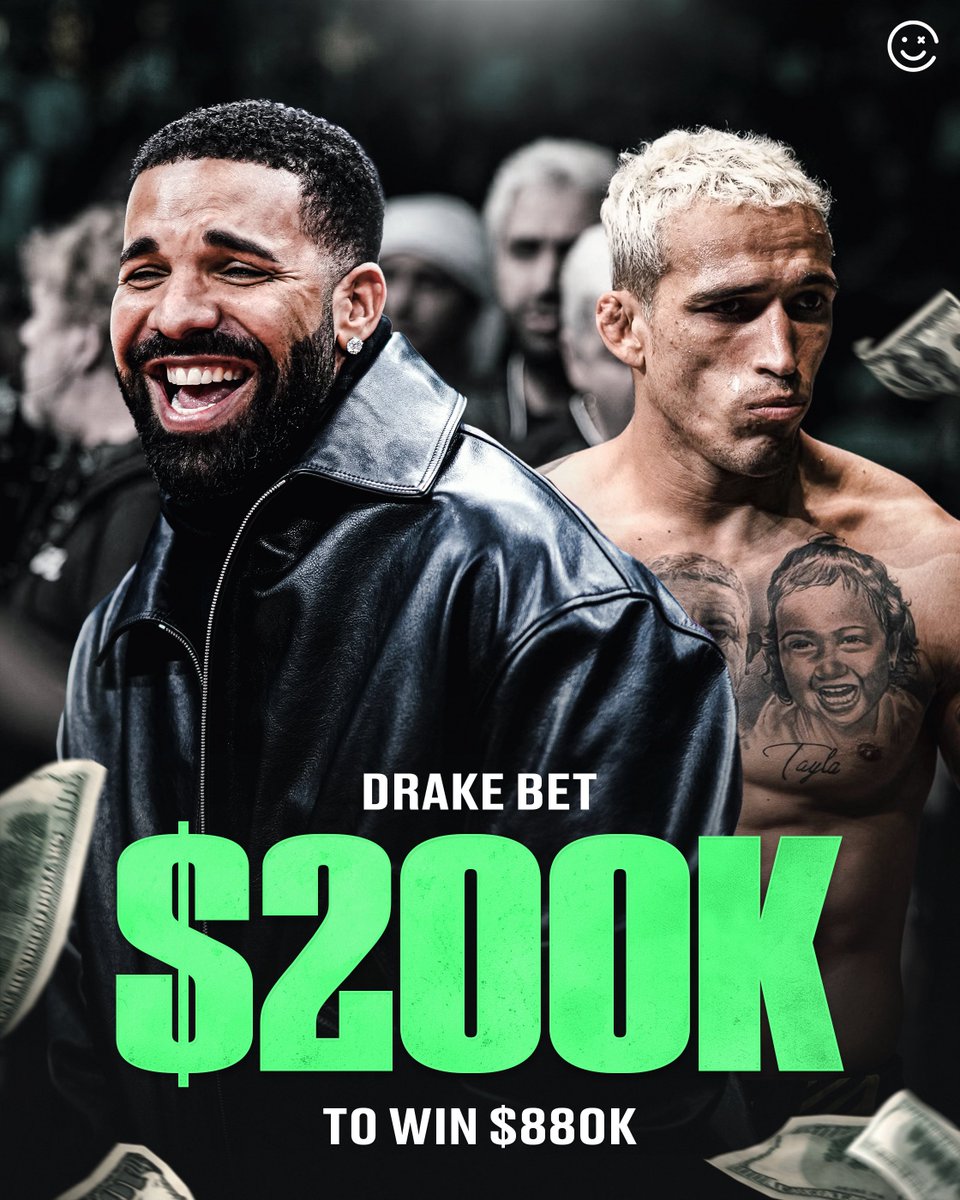 HappyPunch's tweet photo. Drake put $200,000 on Charles Oliveira to beat Ilia Topuria at UFC 317 tonight 😅💰

“Brazil, I love you and I owe you. Betting on Brazil” https://t.co/s335JZL0RB
