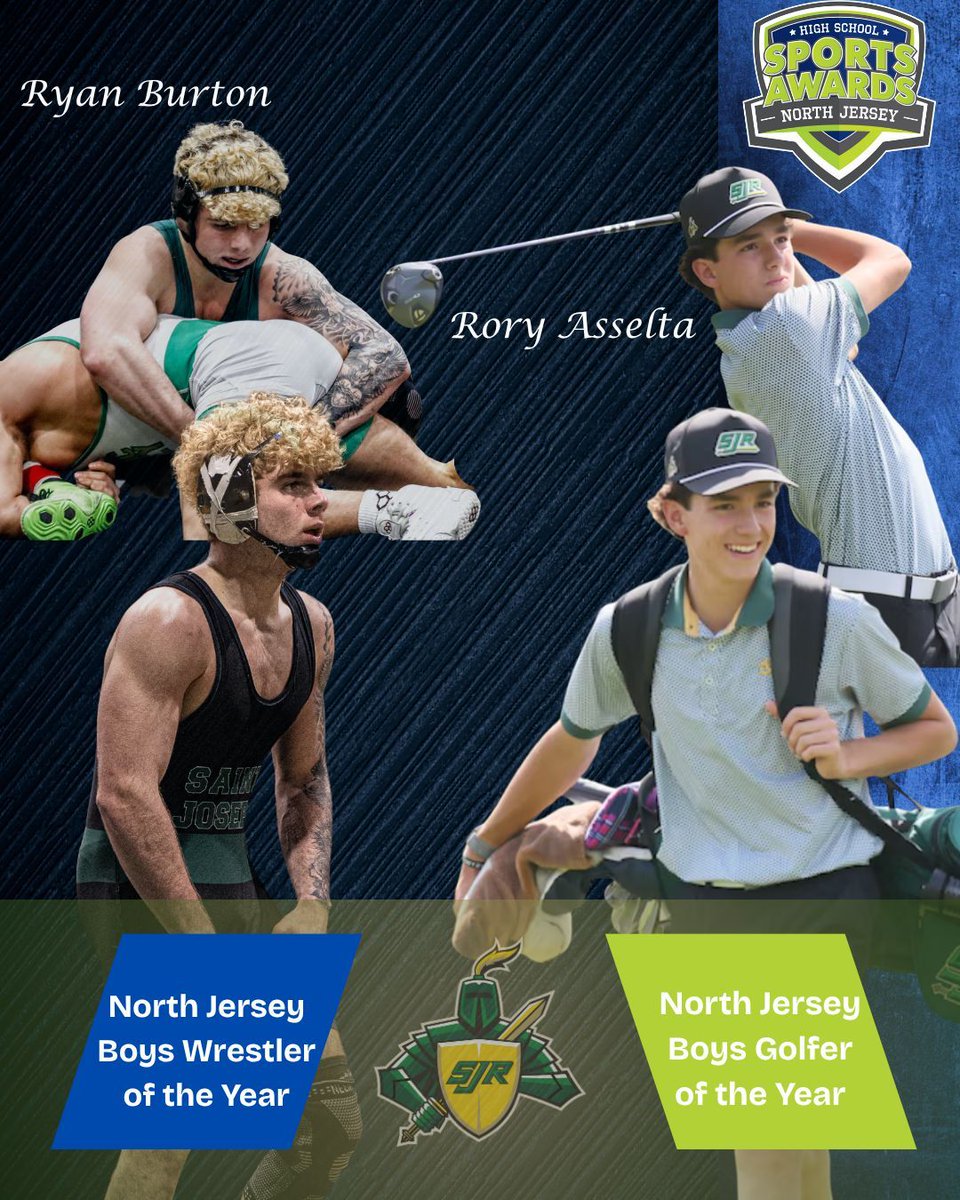 Congratulations to Green Knight student athletes Ryan Burton '25 and Rory Asselta '28!

At Friday night's North Jersey High School Sports Awards, Burton was named North Jersey Boys Wrestler of the Year, and Asselta was named Boys Golfer of the year.

Great job boys!
#GreenKnights