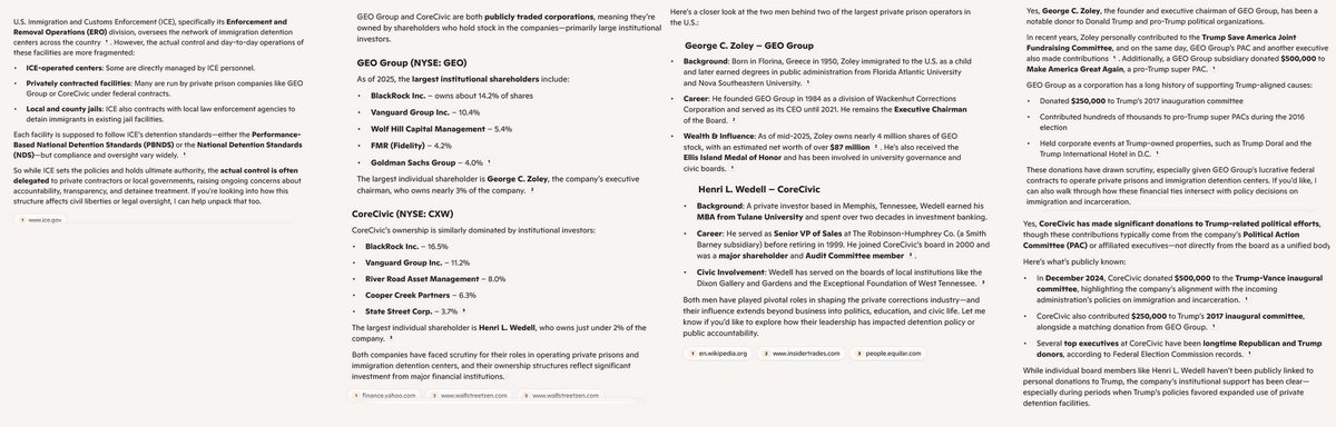 BandeleGaniyu's tweet photo. @cwebbonline These private #ice #icestapo prisons/detention centers under government contract (our money) are run by wealthy maga donor lackeys #CoreCivic #GeorgeZoley, #GEOGroup #HenriWedell #gopCorruption https://t.co/2n55tyaNsf