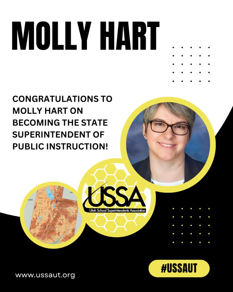 USSA_Utah's tweet photo. USSA is proud to welcome Dr. Molly Hart to our organization. With a career dedicated to educational excellence, Dr. Hart is a bold leader ready to support students and educators across the state. We look forward to working with Dr. Hart. #USSA #LeadingForImpact https://t.co/aFbTevwewd