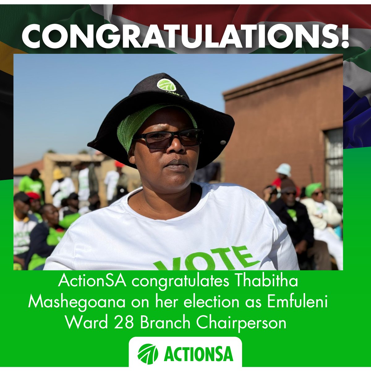ActionSA_GP's tweet photo. ActionSA congratulates Thabitha Mashegoana on her election as Emfuleni Ward 28 Branch Chairperson. We're committed to rebuilding our structures who will serve residents ward by ward.
#LetsFixMunicipalities
#GautengGettingGreener https://t.co/yNdPgz89E1