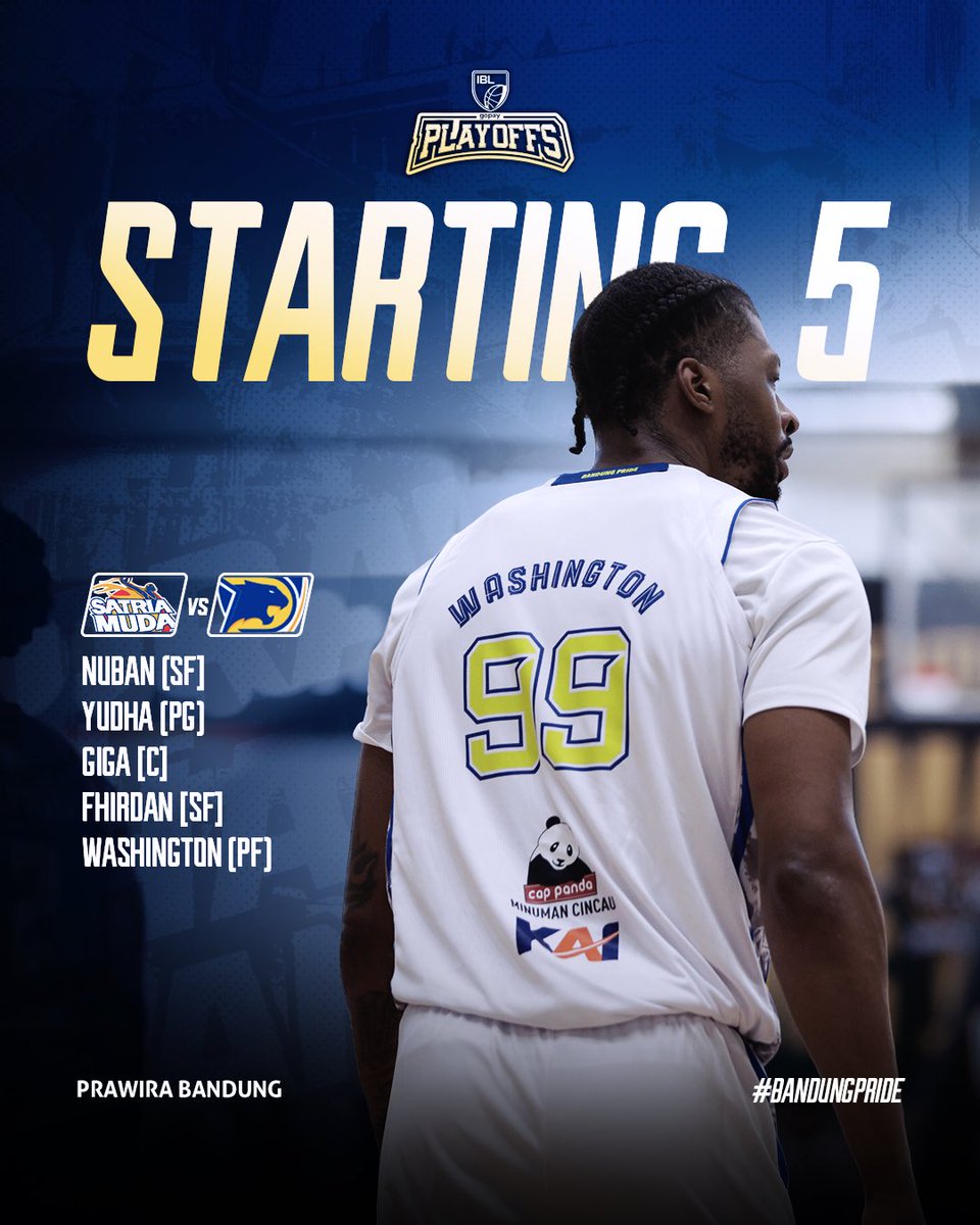 Nuban, Giga, Fhirdan, Yudha, &amp; Washington kembali mengisi starting 5 di game kedua.

#BandungPride