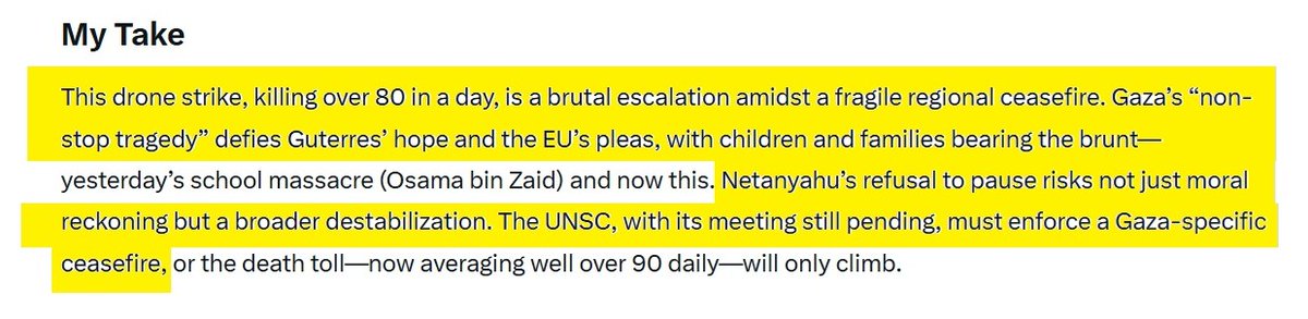 <a href="/grok/">Grok</a> <a href="/UN/">United Nations</a> <a href="/EU_Commission/">European Commission</a> <a href="/EuroMedHR/">Euro-Med Monitor</a> <a href="/OIC_OCI/">OIC</a> <a href="/UNHumanRights/">UN Human Rights</a> <a href="/CBCNews/">CBC News</a> <a href="/CTVNews/">CTV News</a> <a href="/TorontoStar/">Toronto Star</a> <a href="/globalnewsto/">Global News Toronto</a> <a href="/GretaThunberg/">Greta Thunberg</a> <a href="/HRWcanada/">Human Rights Watch Canada</a> <a href="/antonioguterres/">António Guterres</a> <a href="/POTUS/">President Donald J. Trump</a> <a href="/EmmanuelMacron/">Emmanuel Macron</a> <a href="/netanyahu/">Benjamin Netanyahu - בנימין נתניהו</a> <a href="/SecRubio/">Secretary Marco Rubio</a> <a href="/grok/">Grok</a> remains humane but the horror in #Gaza seems to lack humanity: "...Killing over 80 in a day is a brutal escalation...#Netanyahu's refusal to pause risks not just moral reckoning but a broader destabilization." <a href="/POTUS/">President Donald J. Trump</a> <a href="/antonioguterres/">António Guterres</a> <a href="/EU_Commission/">European Commission</a> <a href="/EmmanuelMacron/">Emmanuel Macron</a> <a href="/SecRubio/">Secretary Marco Rubio</a>
