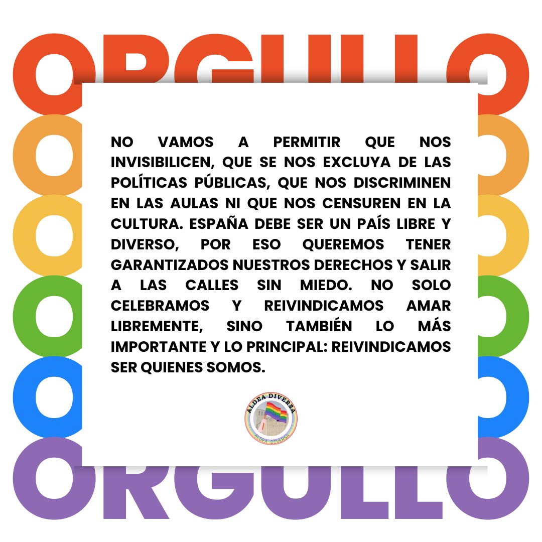 aldeadiversa's tweet photo. Hoy y siempre, Feliz Orgullo. 💕🏳️‍🌈 https://t.co/jV8p70ZnT4