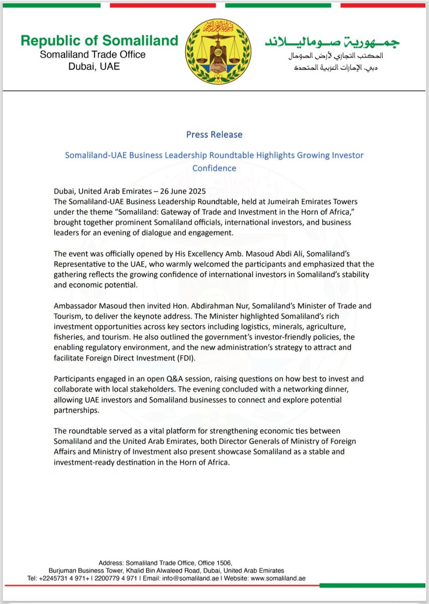 MFA Somaliland tweet media