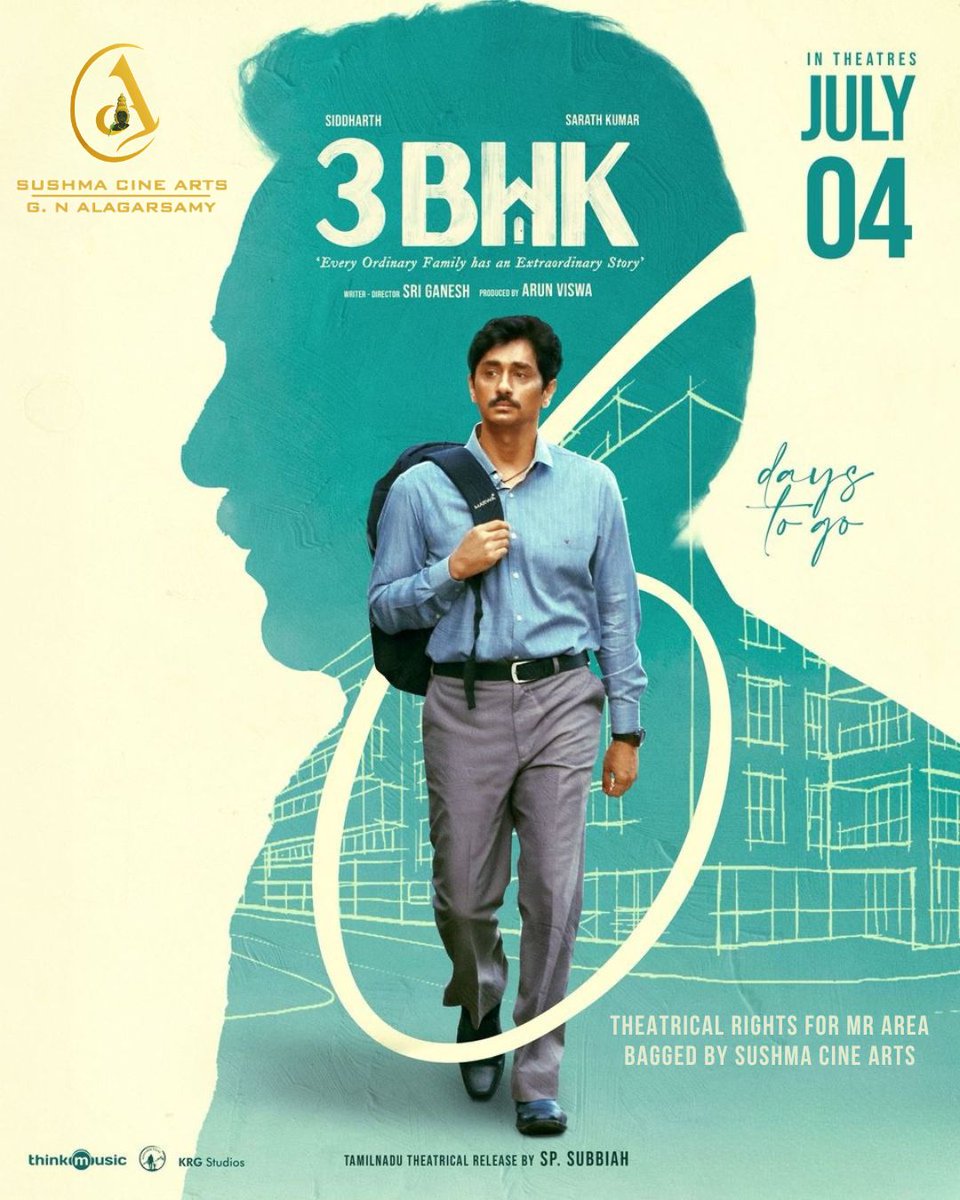 Mark your calendars! 🗓️ The much-awaited film 3BHK hits theatres on July 4th! 🎬
Theatrical rights for MR area proudly bagged by Sushma Cine Arts – G.N. Alagarsamy.
Every ordinary family has an extraordinary story. 💫
#3BHK #Siddharth #SarathKumar #SushmaCineArts #July4Release