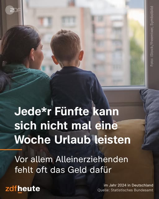 ...eine Woche Sommerurlaub ist für viele Menschen in D unbezahlbar: Im Jahr 2024 lebte gut jede fünfte Person (21 Prozent) in einem Haushalt, der sich nach eigenen Angaben keine einwöchige Urlaubsreise leisten konnte, dazu kommen Verzicht auf gesunde Lebensmittel 🫢☹️😠👉