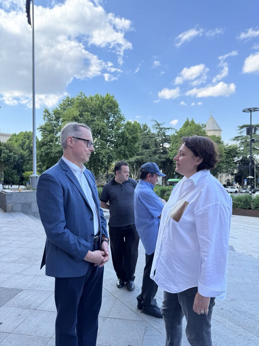 German Ambassador to Georgia <a href="/Diplo_Peter/">Peter Fischer</a> has just visited Elene Khoshtaria, the democratic leader on a hunger strike at Rustaveli.

Thank you, Mr. Ambassador! 🇬🇪🇩🇪🇪🇺
