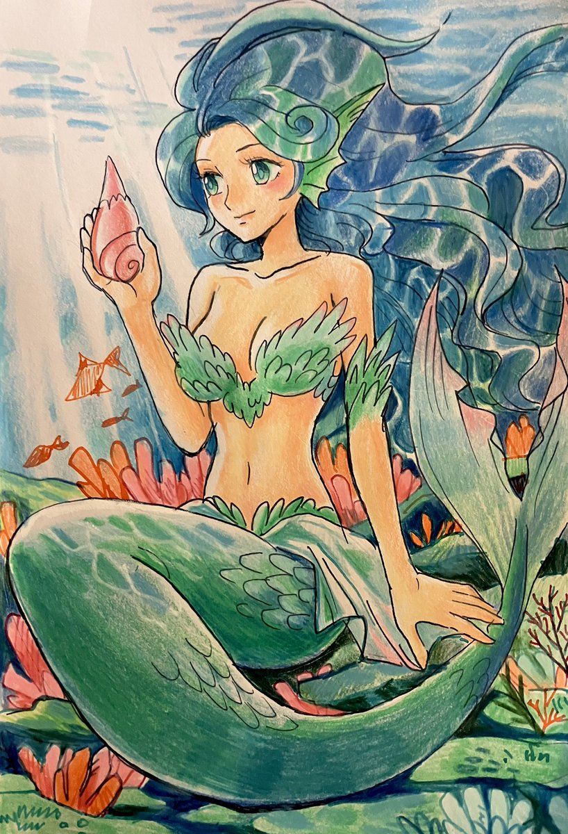 hijiriiyaa's tweet image. #落書き #アナログイラスト #色鉛筆イラスト #ガラスペン　納涼