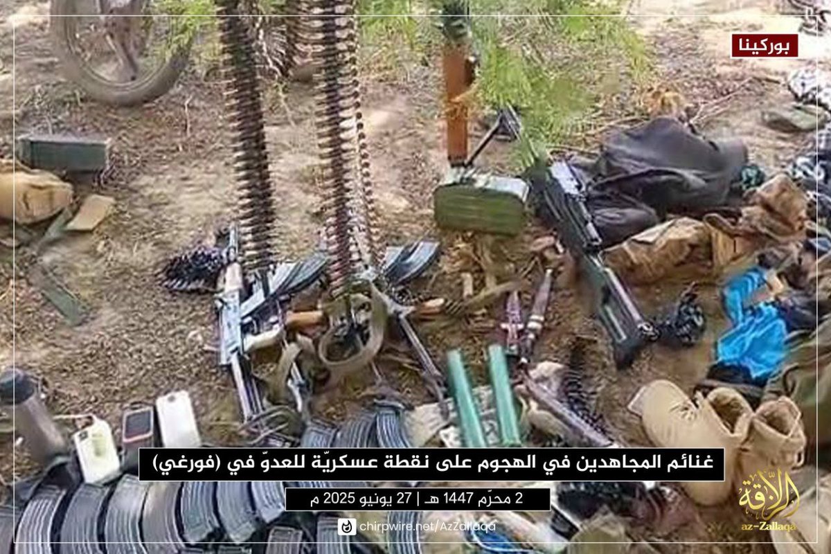 Centre498274's tweet photo. #BURKINA FASO 🇧🇫

On Fri, June 27, the #JNIM claimed to have killed 3 Burkinabe soldiers in an attack on a post in #Forgui, #Kaya province, on Wed, June 25.

Were seized:
- 1 AR
- 1 mortar
- 2 motos
- and more https://t.co/nZmXDYhvBZ