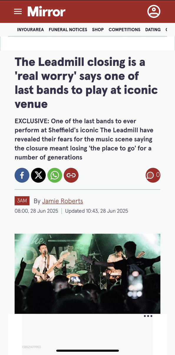 We are proud to have our first ever national press today in The Mirror. We recently spoke to them on the closure of the Leadmill and its influence in forming the band that we are today.

Read here:
mirror.co.uk/3am/celebrity-…