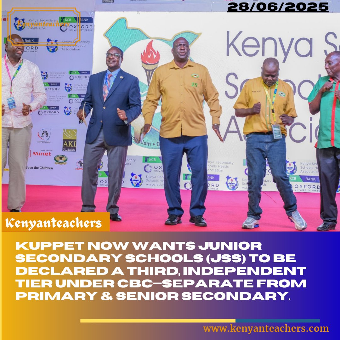 kenyan_teachers's tweet photo. KUPPET now wants Junior Secondary Schools (JSS) to be declared a third, independent tier under CBCโseparate from primary & senior secondary.
Because clearly, CBC wasn't complex enough. ๐คทโโ๏ธ
Next up: JSS uniforms, anthem & maybe a president? ๐
#kenyanteachers #JSSIndependence https://t.co/ou1sUsr0Z6