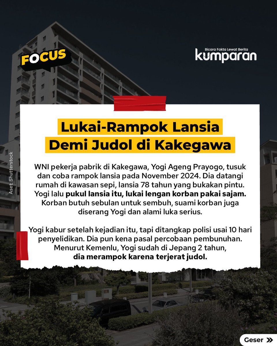 kumparan's tweet photo. Belakangan, sekelompok WNI di Jepang tuai kritik usai membentangkan spanduk organisasi di fasilitas publik. 

#focus #wnidijepang #news #infog #WNI #jepang #KBRI #warganegaraindonesia #diplomasi #silatPSHT #PSHT #info #beritaterkini #berita #infoterkini #bicarafaktalewatberita #kumparan