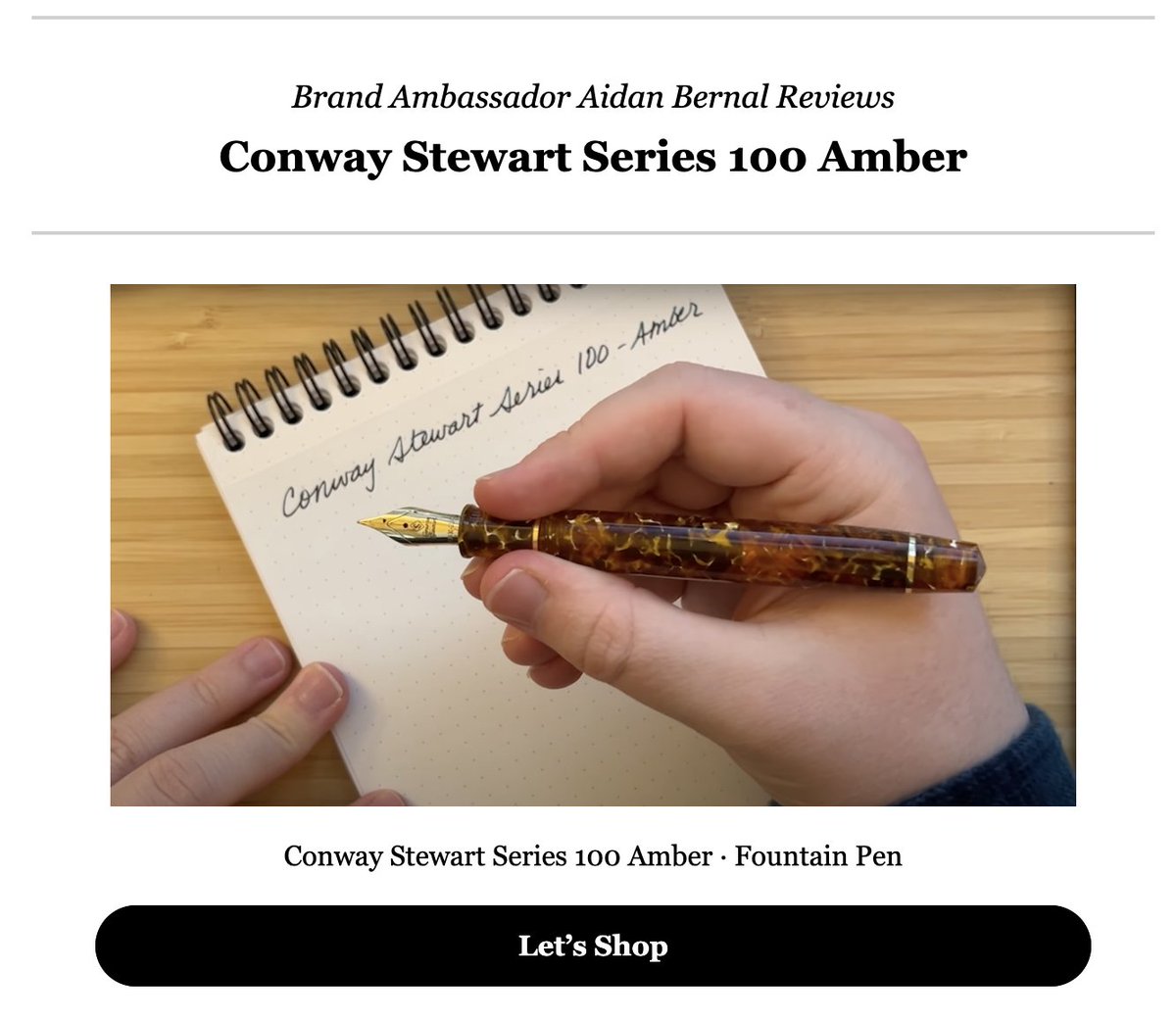 Conway__Stewart's tweet image. Brand Ambassador Aidan Bernal Reviews: Series 100 Amber - mailchi.mp/conwaystewart.…