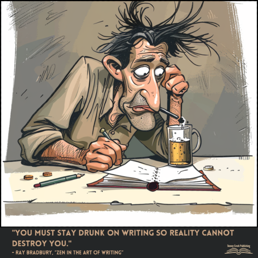 Writing: the only buzz that fights back.
Pour another page, chase it with passion, and keep the chaos at bay. ✍️🍺
#RayBradbury #WritersLife #StayDrunkOnWriting #ZenInTheArtOfWriting #StoneyCreekPublishing