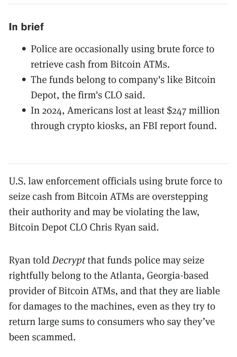 WTF?! Are we seriously back to smashing ATMs? I thought we evolved past the "smash and grab" phase like, a century ago. Guess some "rogue" police missed the memo on due process and just went straight for the Bitcoin piñata.  

#CryptoNews #btc #crypto