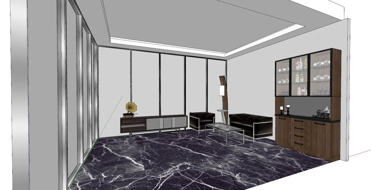 penthouse office #WIP !!!! 

i love finding random models on SKP warehouse and curating them into a space hehehe 

#backgroundart #environmentart #VTuberAssets