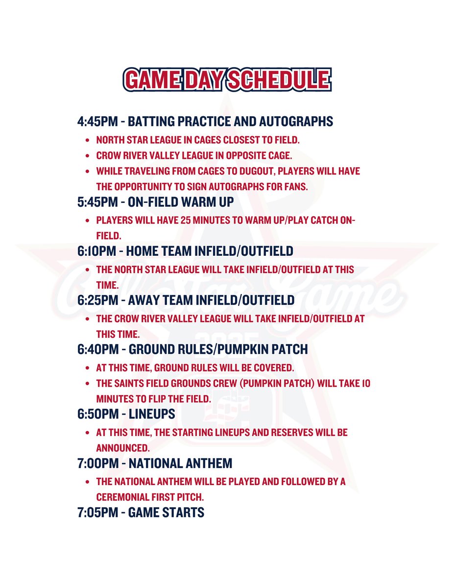 Dassel-Cokato Saints (@dcsaints) on Twitter photo All-Star Game Day!
🆚 CRVL
🏟️ Saints Field
📍 Dazzel, MN
⏰ 7:05pm
🎉 NSL vs CRVL All-Star Game
⭐️ <a href="/T_Brandel/">Tyler Brandel</a>, <a href="/Noah_Halonen/">Noah Halonen</a>, and <a href="/BaseballGeeky12/">Michael Leffler</a> want to see YOU at the yard, tonight! Join us for a night of all-star fun! ⭐️ All-Star Game Day!
🆚 CRVL
🏟️ Saints Field
📍 Dazzel, MN
⏰ 7:05pm
🎉 NSL vs CRVL All-Star Game
⭐️ <a href="/T_Brandel/">Tyler Brandel</a>, <a href="/Noah_Halonen/">Noah Halonen</a>, and <a href="/BaseballGeeky12/">Michael Leffler</a> want to see YOU at the yard, tonight! Join us for a night of all-star fun! ⭐️