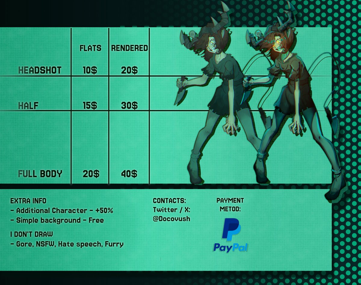 Docovush's tweet image. I'm not too sure about this, but I want to try opening 2 experimental commission slots