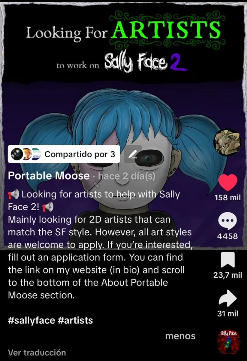 usurped_'s tweet photo. I woke up in the morning, and the first thing I find out is that Portable Moose is inviting artists to participate in the second installment of Sally Face. I want to cry.
#sallyface #portablemoose @PortableMoose https://t.co/SwDWxqCUT7