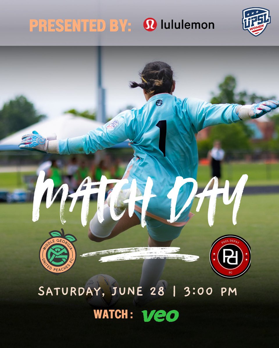 Georgia Vs Tennessee ⚽️

Peaches FC host traveling team Paul DePay FC for match week 6 down in the 478! The Peaches are looking to bounce back from last week’s road match to continue their regular season campaign. 

Come out to support the Peaches 🍑 
Livestream: VEO

#justpeachy