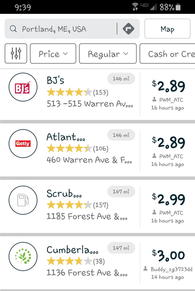 Sam_Bonehead's tweet image. Gas Buddy is reporting these prices for Maine.