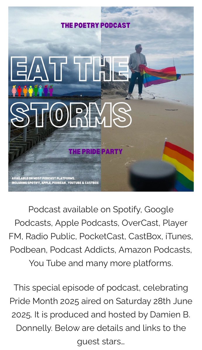 Read about our star lineup for this afternoon’s Pride Poetry Party on your favourite poetry podcast on the new blog and ensure you Stay Bloody Poetic 🏳️‍🌈 

eatthestorms.com/2025/06/28/eat…