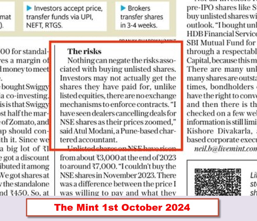 atulmodani's tweet image. Hi Nithin

Gone through your tweet, article you shared with it and the video embedded in the article regarding The risks of investing in unlisted shares.

I congratulate you for bringing the risk associated with buying #Unlisted shares in brief.

The transition from conventional
